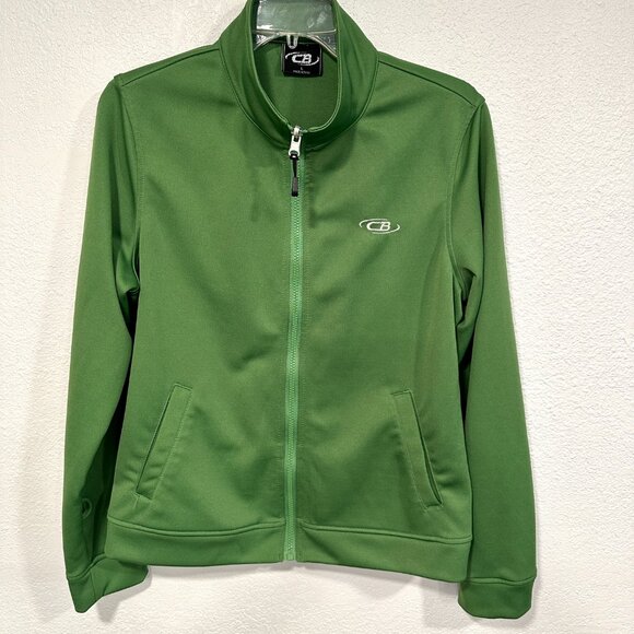 CB Full Zip Track Sweatshirt Jacket Green Long Sleeve Polyester EUC Womens Large - Picture 5 of 7
